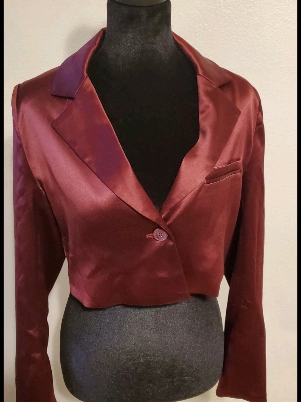 House of Harlow 1960 Cropped Blazer Satin Burgundy Jacket Women’s S